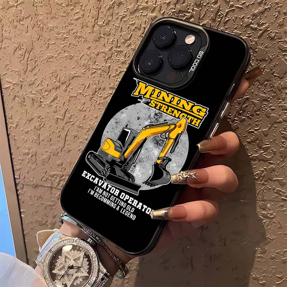 Excavator mechanical Phone Case For iPhone 17 16 15 14 13 12 11 Pro Max Plus Pro Colorful Shell