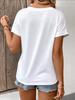 Spring and Summer Women's Casual Short-Sleeved V-Neck T-Shirt, Solid Color Style