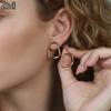 Effie Queen Edelstahl 18 Karat Gold Oval Geometrische Creolen Einfacher Schmuck für Damen Bankett Party Geburtstage Geschenk STKE14
