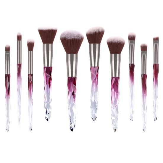 10 Stück Faux Kristall Transparent Diamant Fächerförmige Pinsel Damen Make-up Werkzeugset