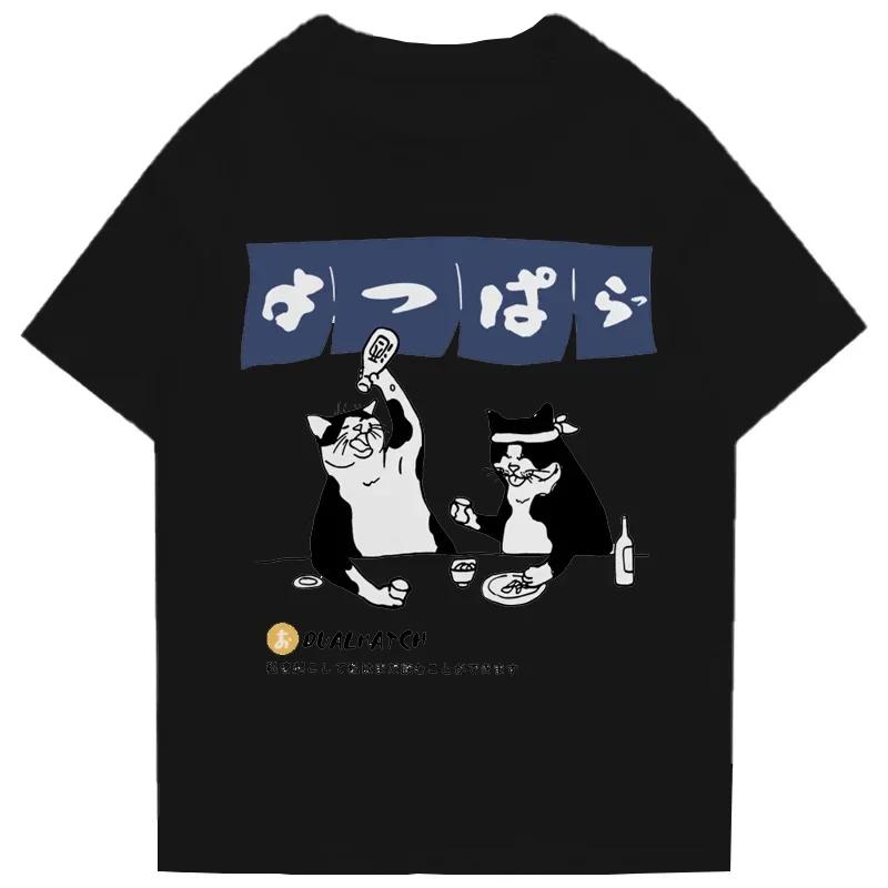 Summer High Quality Men's Cotton T-shirt Street Fashion Harajuku Style T-shirt Japanese Cartoon Pattern Short Sleeve Top