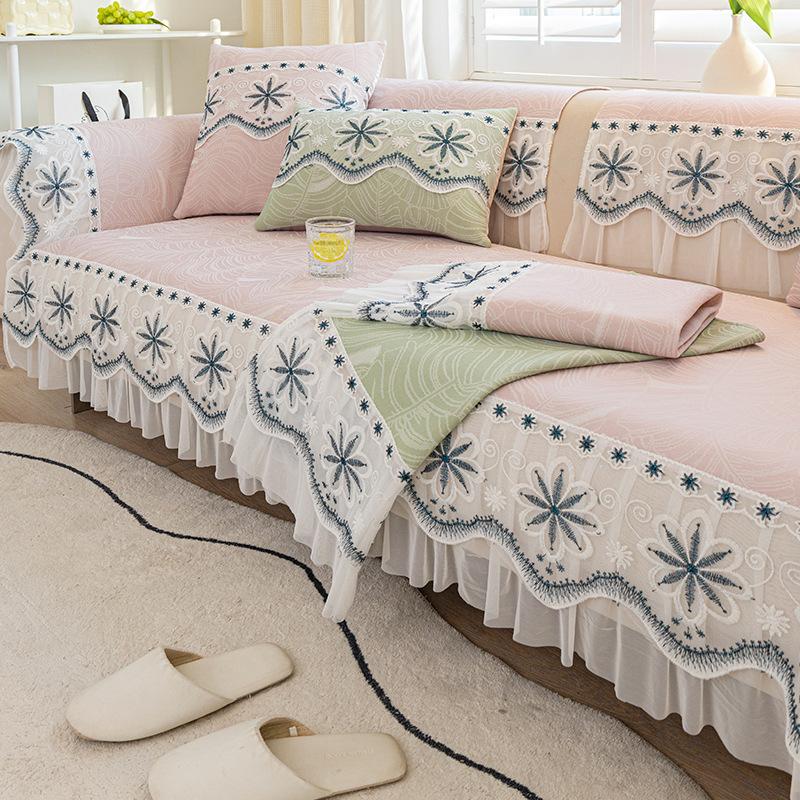 

Летняя подушка для дивана из ледяного шелка, нескользящая пылезащитная крутая подушка, летняя простая ткань для дивана с принтом в стиле ретро 70*70cm