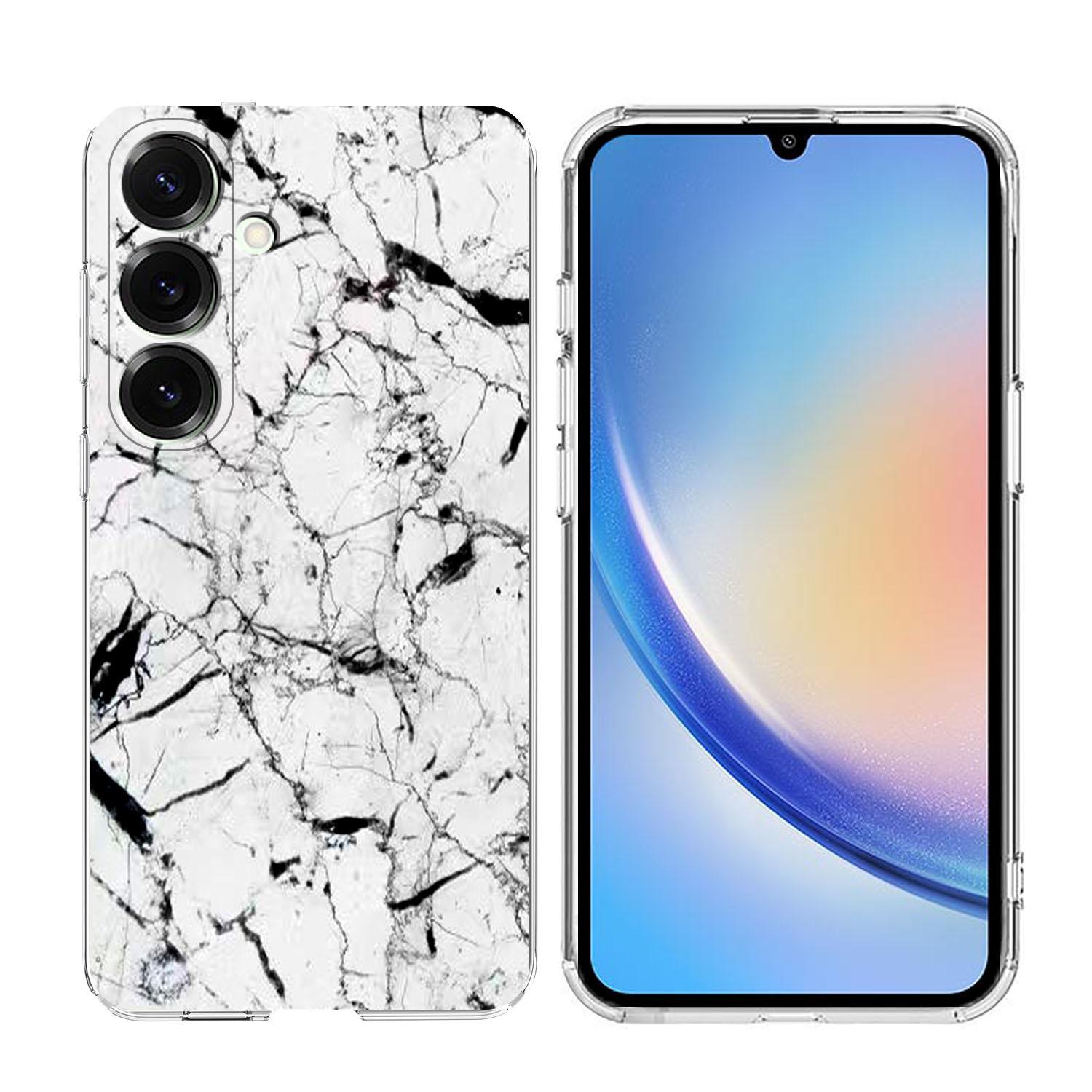 

For Samsung Galaxy A34 5G Case Marble Pattern Printing Soft TPU Phone Cover White
