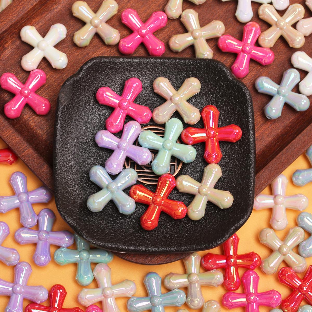 

5 шт. 24,7*24,3 мм красочные акриловые бусины-крестики кулон «сделай сам», аксессуары для бисероплетения, ювелирные аксессуары