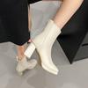 High Heel Short Boots Women's Comfortable White Thick Heel Small Elastic Skinny Boots Martin Boots Foreign Style