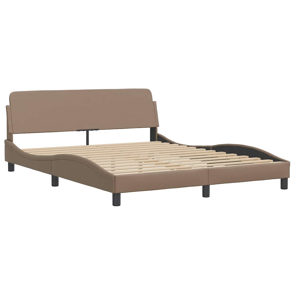 Bed Frame without Mattress  Hvar  Cappuccino Brown 160x200 cm Faux Leather