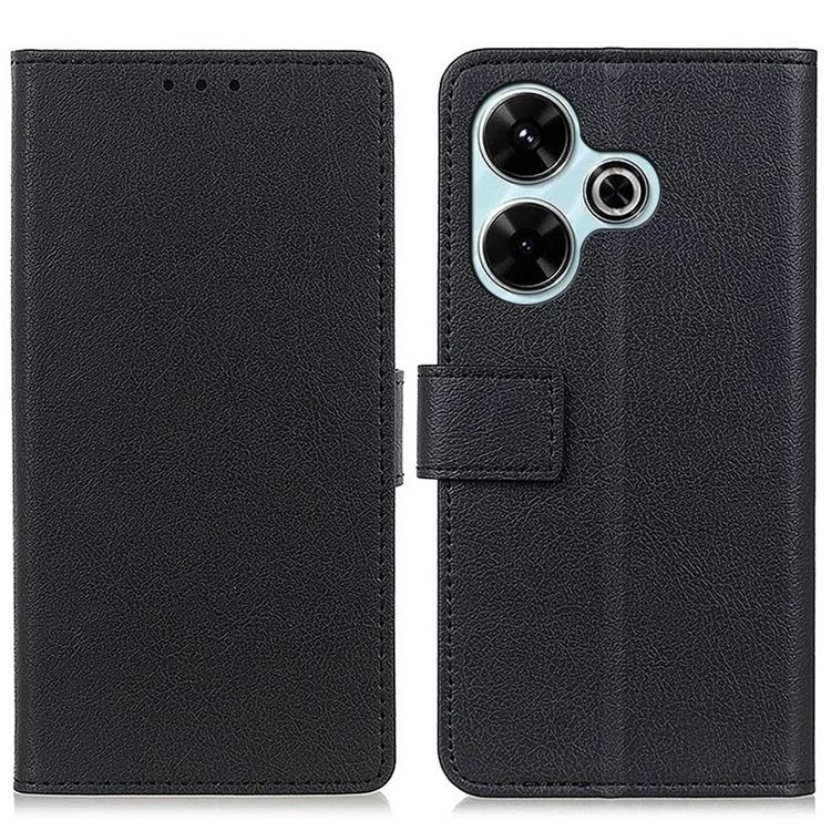 

For Xiaomi Redmi 13 4G Case PU Leather Wallet Anti-Drop Phone Cover with Magnetic Clasp - Black