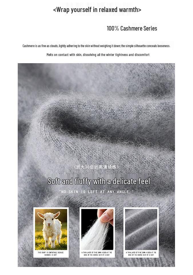 Women's Pure Cashmere High Neck Sweater - 2026 Autumn/Winter Soft Loose Fit Knitwear