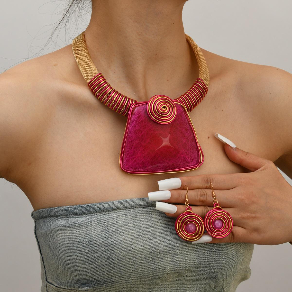 

Преувеличенное геометрическое ожерелье из акриловых камней ручной работы для дам, вечеринок, украшений