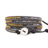 KELITCH Bohemian Style Mini Seed Bead Chain Intricate Leather Bracelet