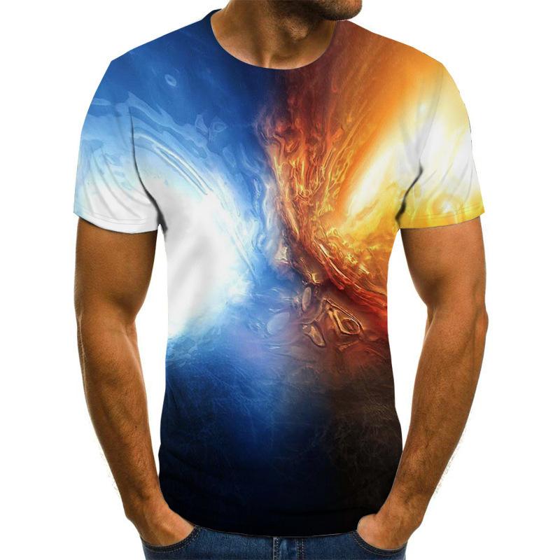 Sommer T-Shirt Geometrisches Schillerndes Bild 3D Digitaldruck Rundhals Herren Sport Locker 3D T-Shirt