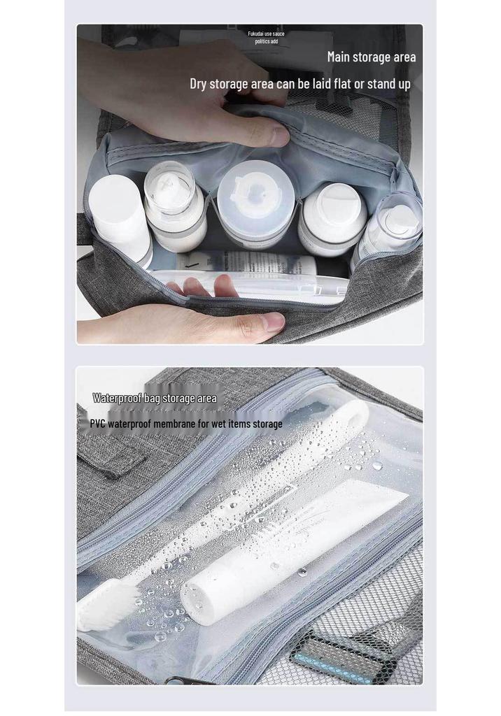 Waterproof Toiletry Bag - Large Capacity Wet/Dry Separation for Travel - Unisex Business Trip Makeup Storage with Custom Logo Option