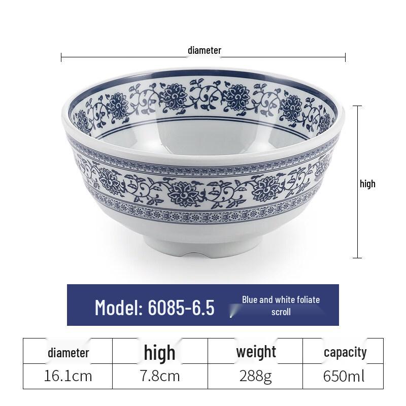 Yipan Melamine Blue and White Noodle Bowl