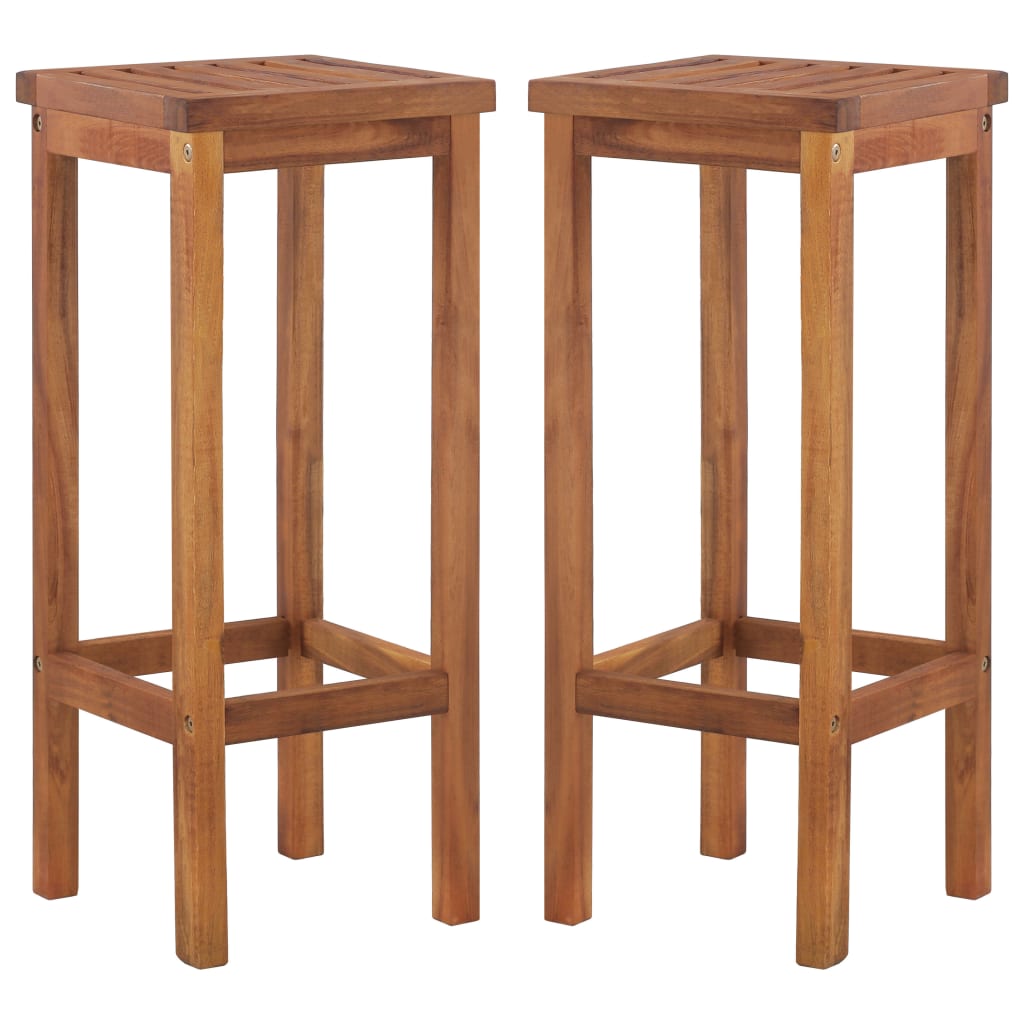 Bar Stool Set 2 pcs Solid Acacia Wood