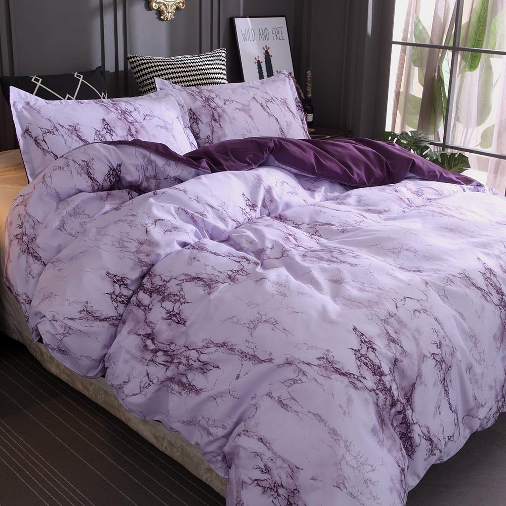 Feelyou Raffung Bettbezug Set King Size Lila Pinch Pleat Bettbezug Tuft-Design Bettwäsche Set Reißverschluss Weiches Polyester Bettdeckenbezug mit