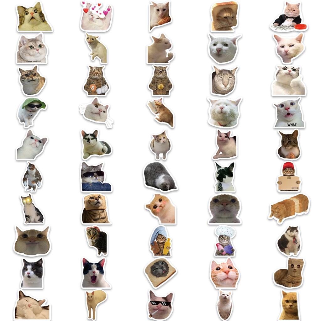 100Pcs Cute Funny Cat Meme Animals Graffiti Stickers Phone Guitar Laptop Notebook Suitcase Cup Waterproof Sticker Kids Toy
