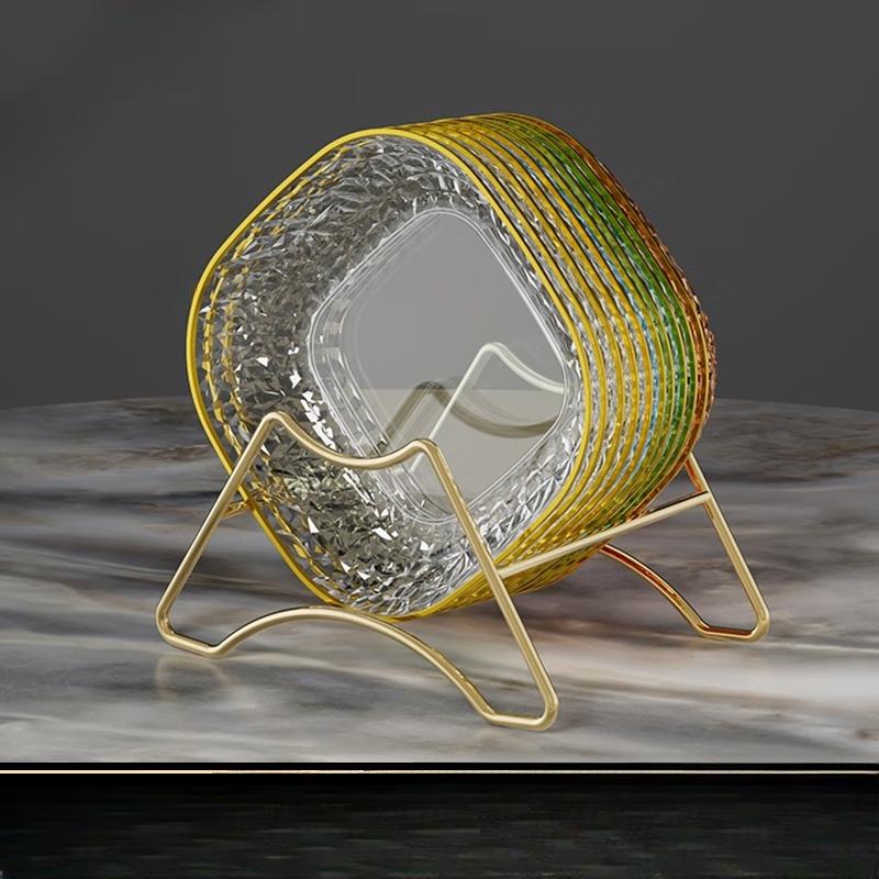 Набор из 3 костяных тарелок «Радужное железо» с подставкой