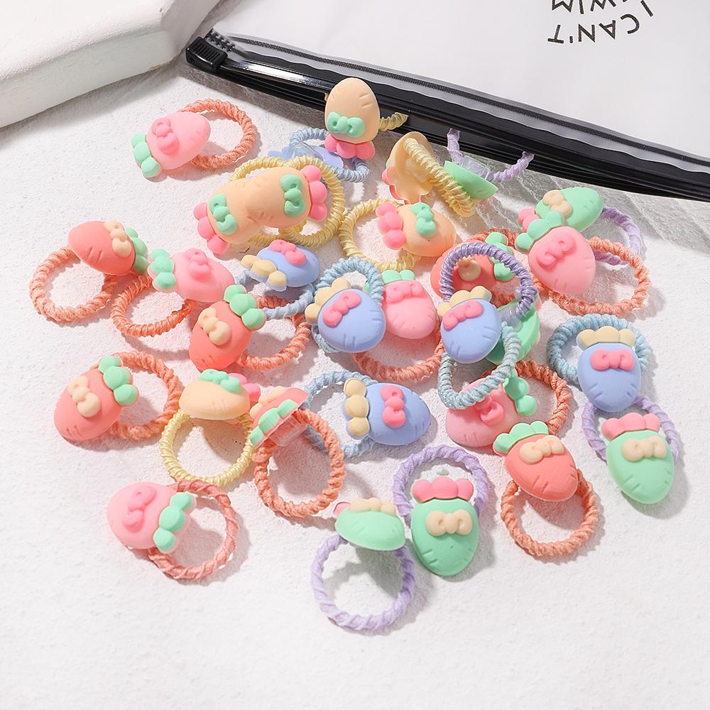 

10 шт. Мультяшные детские эластичные резинки для волос для девочек, конфетные макаронные резинки для волос, веревки, полосатый держатель для хвостика, детское красочное головное украшение