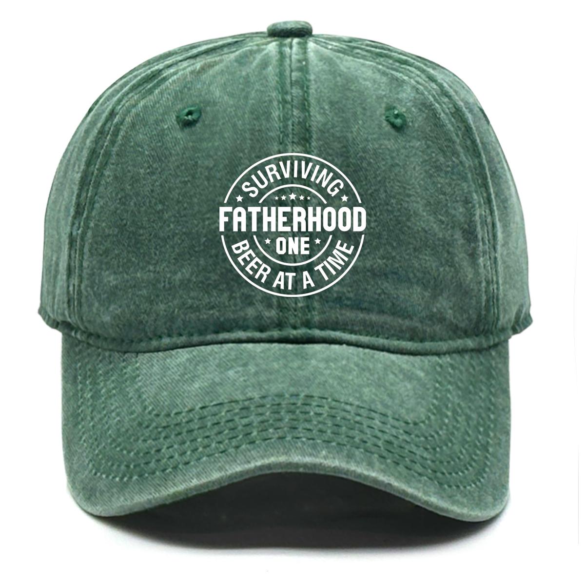 

FATHERHOOD Print Adjustable Baseball Hat, Father s Day Sports Hat Sun Visor Non-Stretch Fabric Stylish Slouchy Snapback Sun Hat as the picture зелений