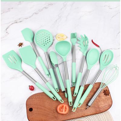 12PCS Silicone Kitchenware Non-Stick Cookware Kitchen Utensils Set Spatula Shovel Egg Beater  Cooking Tool Set