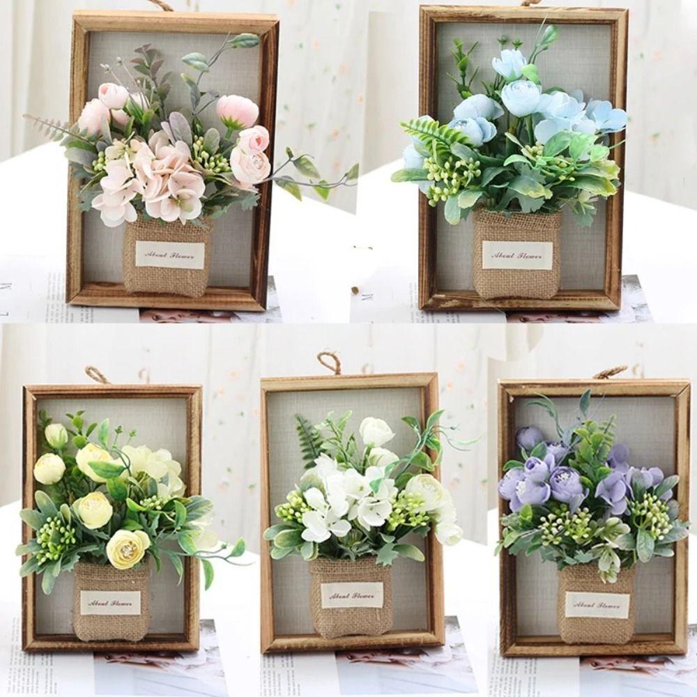 Wooden Faux Flowers Wall Decor 3D Imitation Flowers Decoration Hydrangea Wall Decor  Home