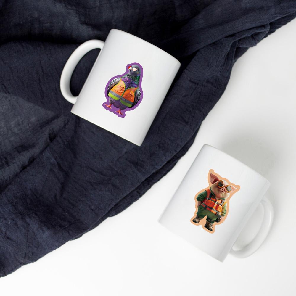 50PCS Cartoon Animal PVC Sticker Graffiti Scrapbooking Aesthetic Decoration Luggage Retro Graffiti Phone Decoration Stickers