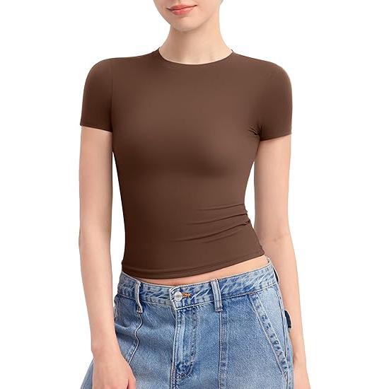 European & American Style Women's Milk Silk Round Neck T-Shirt - Short Sleeve Pullover