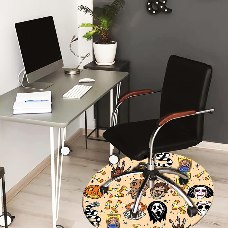 

1pc Halloween Horror Icons Round carpet, Made of Polyester,Perfect for Decorating Office Chairs, Living Rooms,fplt160 80cm by 80cm