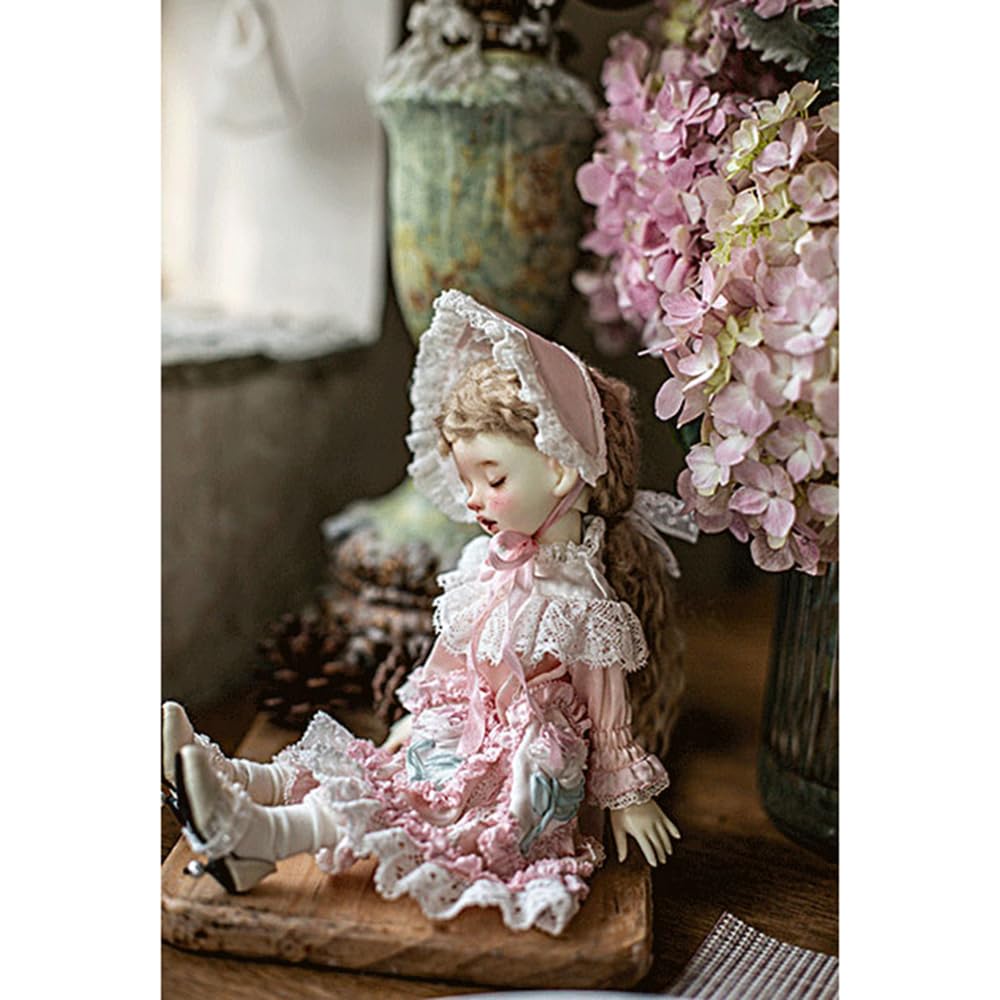 16 BJD Doll Costume, Embroidered Silk Dress, Full Set, Ball-Jointed Doll Clothes, Handmade, Cute Mini, Gothic Lolita, Moe Style, Costume, Pink