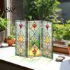 Colorful Folding Screen Mini Decorative Stained Glass Effect 3 Panel Divider Acrylic Desktop Office Desk Decoration Ornament for Home Living