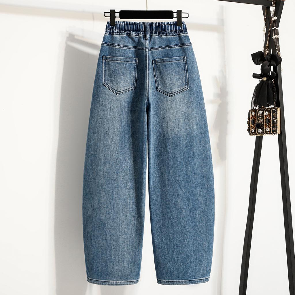 DIMANAF 2026 Primavera Estate Donna Taglie Forti Jeans Nuova Moda Pantaloni Lunghi da Donna Denim Cotone Oversize Gamba Larga