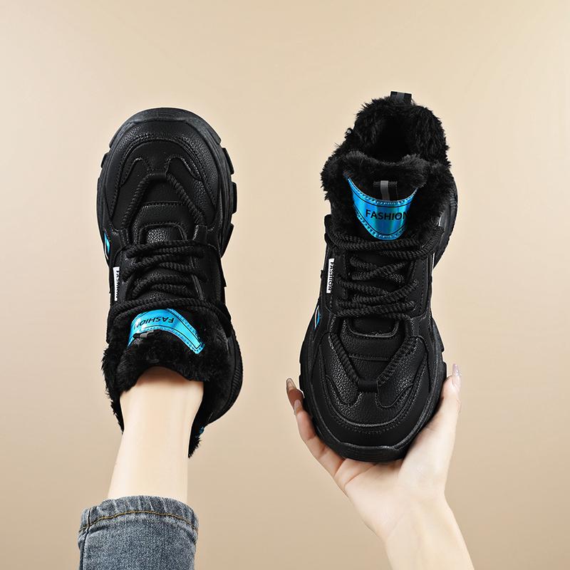 TUINANLE Teplé zimní tenisky dámské kožešinové bavlněné boty ležérní sportovní skateboardové trenéry plyšové pohodlné sněhule