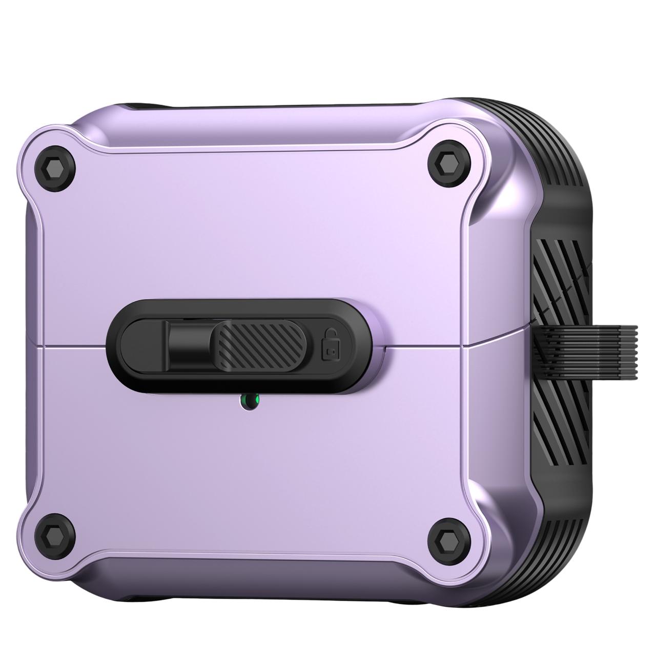

For Samsung Galaxy Buds3 Pro/Buds3 Case TPU+PC Earphone Cover with Front Lock Carabiner Clip Purple