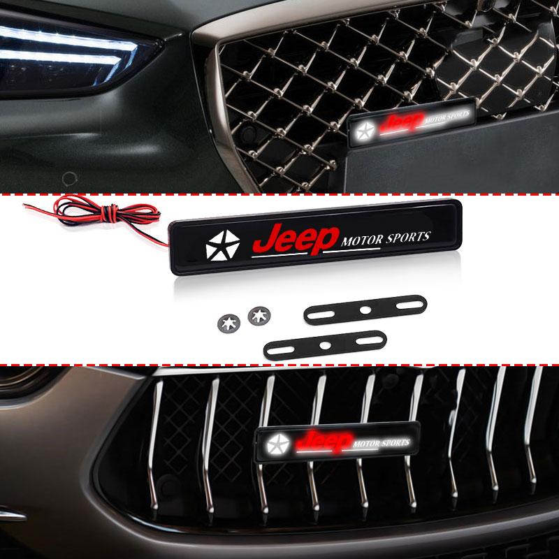 New Car LED Front Hood Grille Emblem Badge Decorative Light For Jeep Wrangler Grand Cherokee Compass Renegade Cherokee Gladiator
