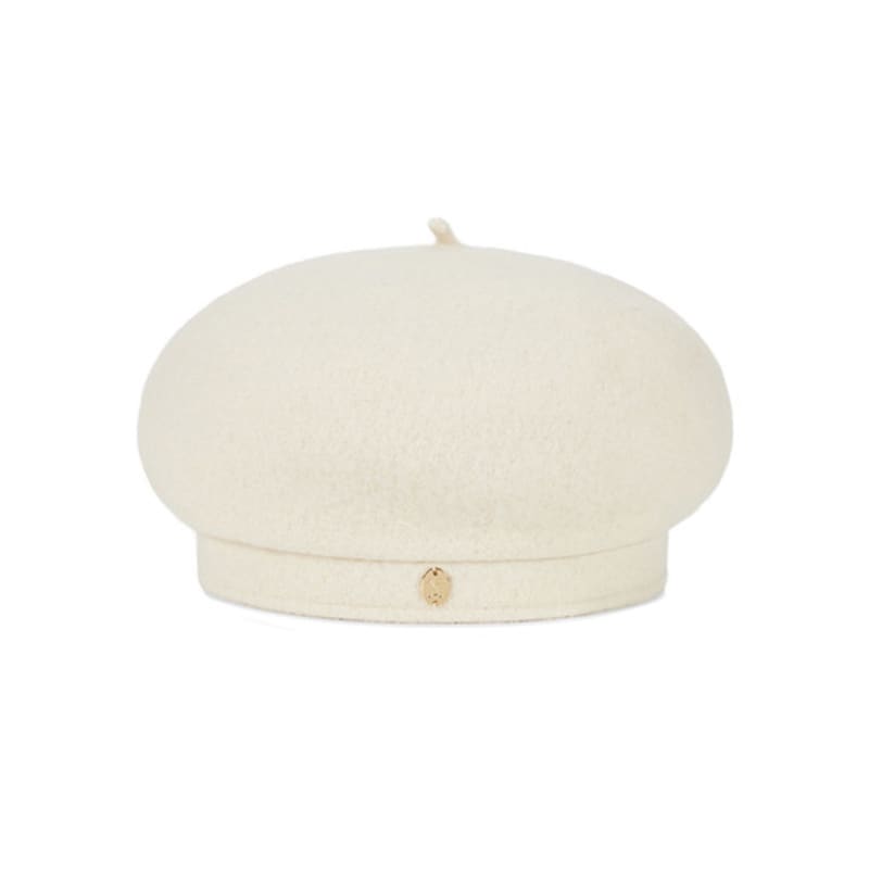 VARZAR VA Curved Oval Metal Wool Beret Ivory