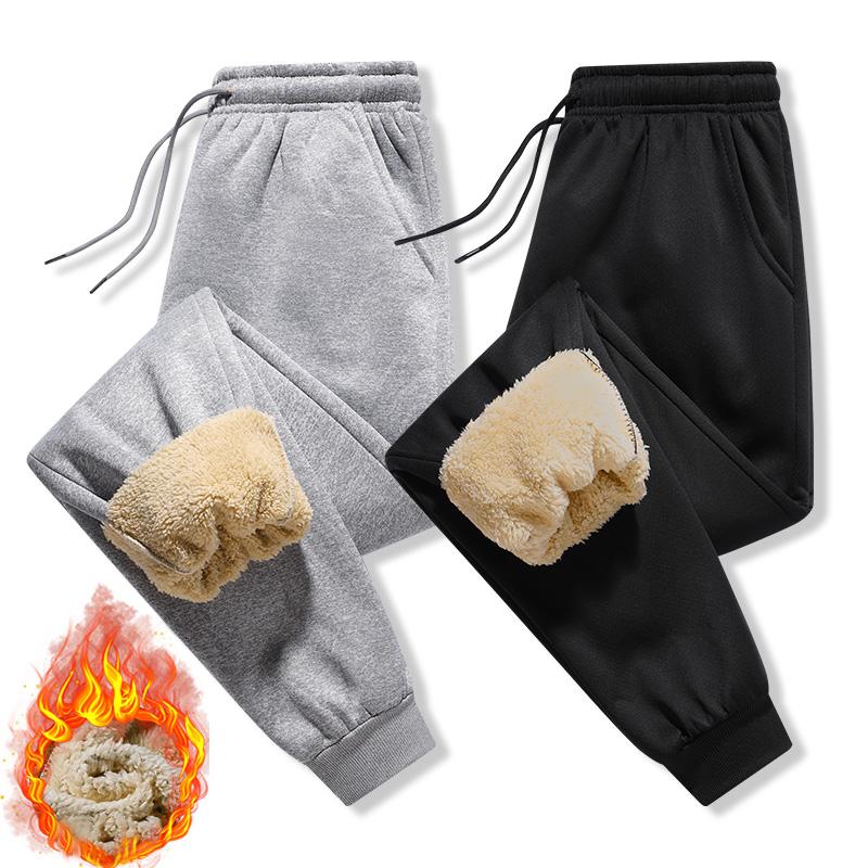 Pants for Men In Autumn and Winter Thickened with Fleece for Outerwear Casual Pants Warm Lamb Wool Sports Sweatpants