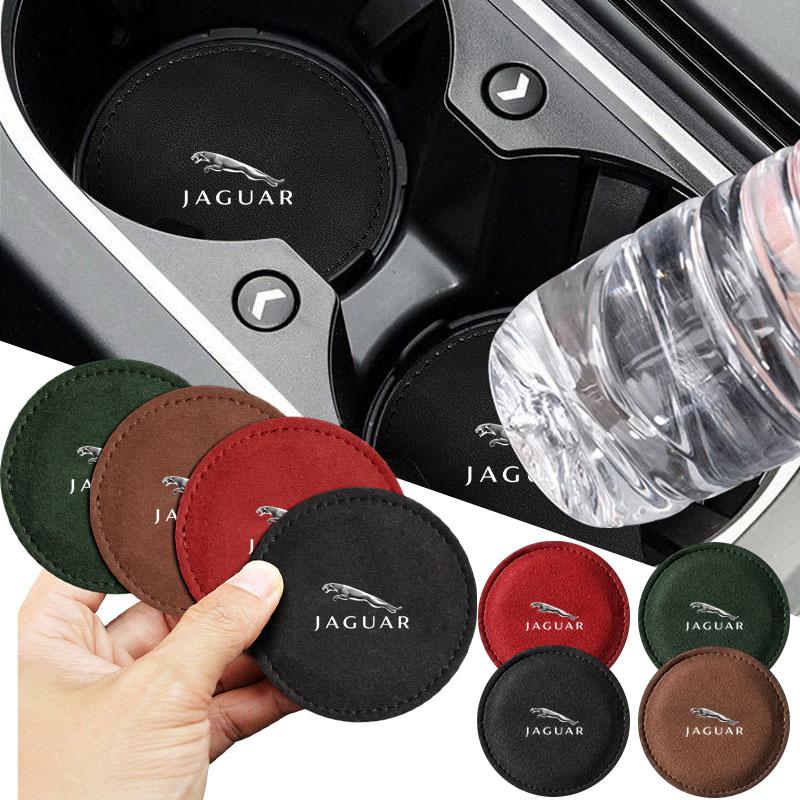 New Car Cup Holder Pad PU Leather Slot Non-slip Coaster Mat For Jaguar XF XE XJ XJ8 X351 F Pace X Type F Type Necklace Tijera Ropa Llavero