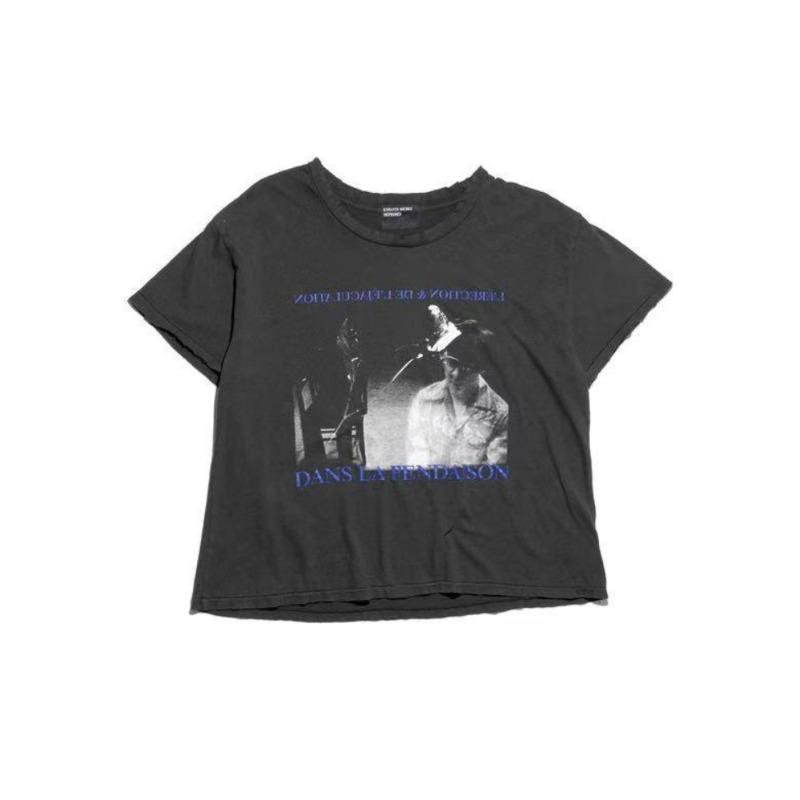 Letter printing retro portrait American tide brand loose men's and women's casual short-sleeved T-shirt tide