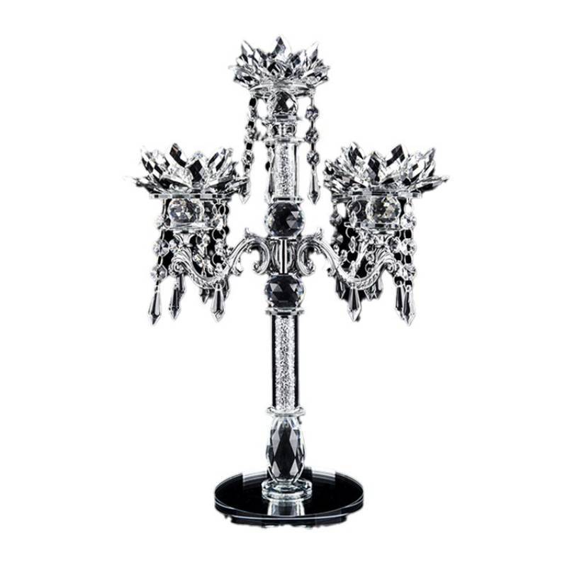 Artificial Crystal Sparkling Candle Holder Lotus Design For Daily Home Decor