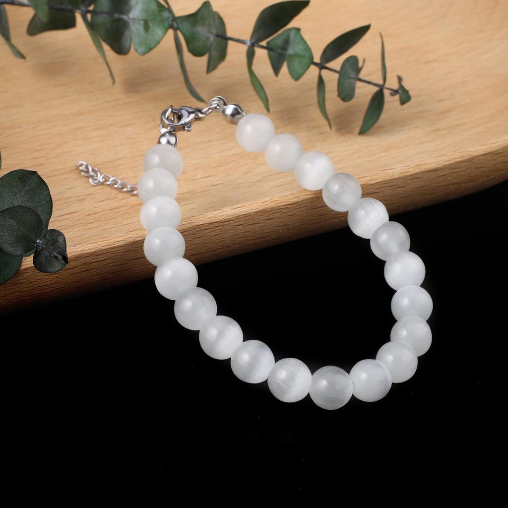 Γυναικείο Βραχιόλι Φυσική Πέτρα Χάντρες Μάτι της Γάτας 8X8 MM Γούρια Για Γυναίκες Ρομαντικό Δώρο Γενεθλίων