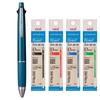 Mitsubishi Pencil Pen Jetstream Set Blue Refills SXR8005K Original Logo Sticker Multi-Function 4&1 (Teal MSXE5-1000 0.5mm) + 4-Color (Black, Red,