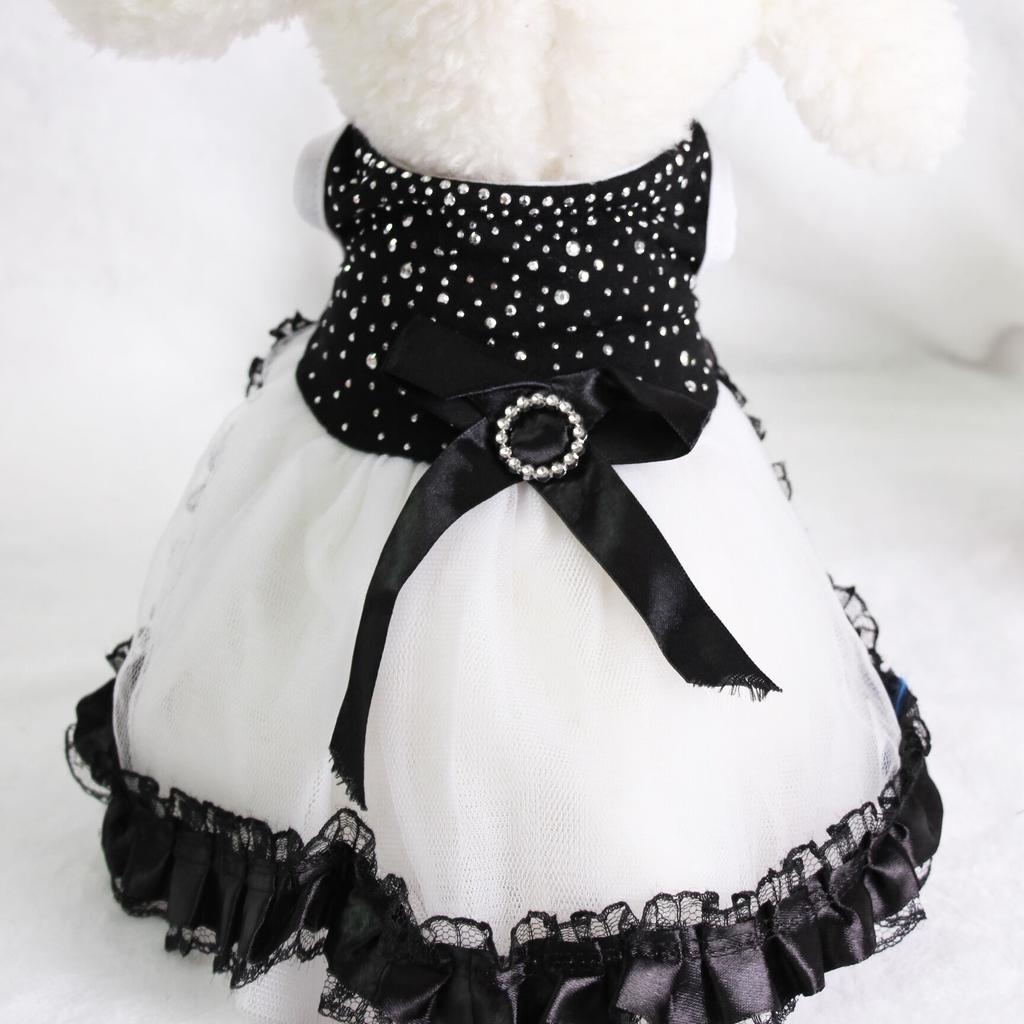 Spring and Summer New Black Diamond Dress Teddy Puppy Pomeranian Dog Clothes Skirt