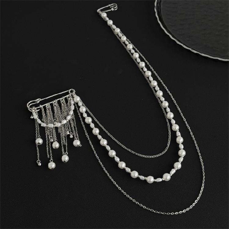Artistic Tassels And Pearls Brooch Eye Catching Multi Strands Fringe Brooch Jewelry For Casual Or Formal Wear