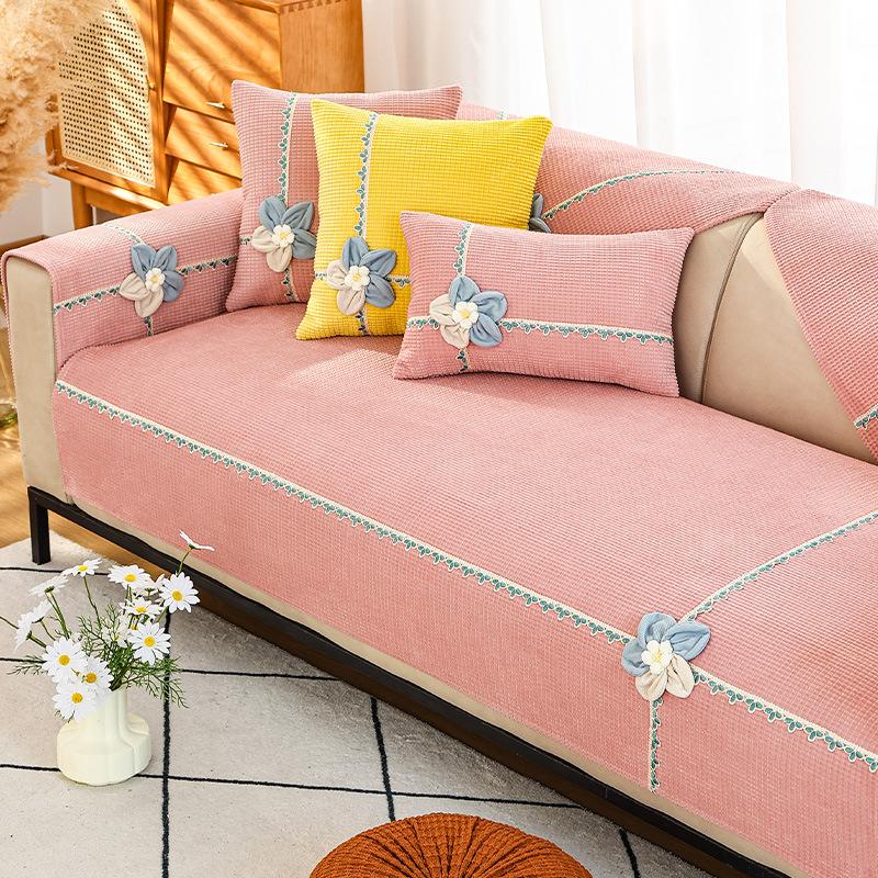Sofa Cushion Winter Plush Rustic Style Simple Modern Four Seasons Universal Sofa Cover Cover Non-slip Cover Cloth