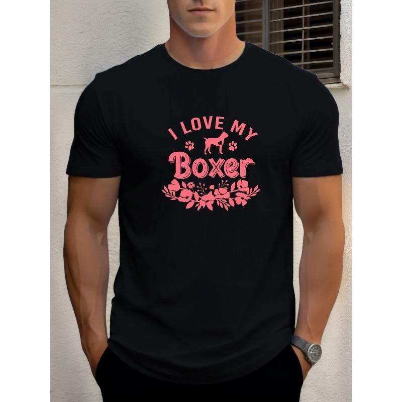 Men's Solid Color Boxer Short Sleeve T-Shirt - Summer Casual Round Neck Solid Color Top Suitable for Hot Weather & Casual Attire - Male Basic Tee