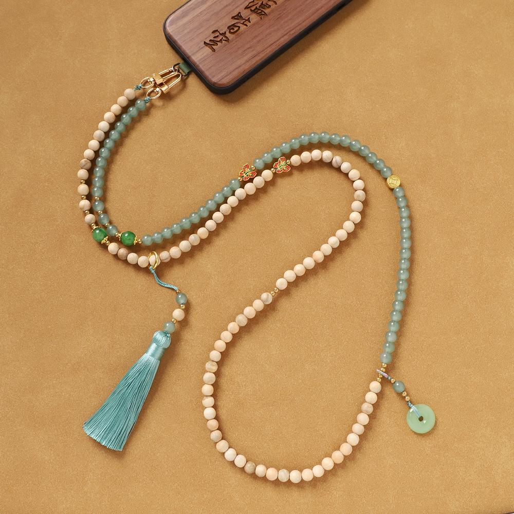 1Pcs Chinese Style Long-style Crossbody Phone Chain Anti-loss Pendant Bead Tassel Phone Chain