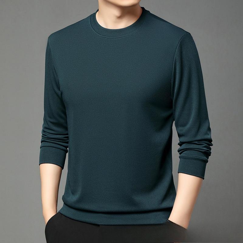 Langarmpullover Einfarbig Rundhalsausschnitt Pullover Atmungsaktiv Locker Vielseitig Unterteil Gestricktes T-Shirt