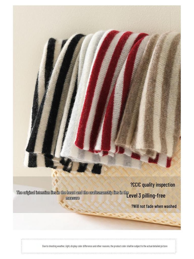 Colorblock Kaschmir-Strick-Schal - Vielseitiger gestreifter Snood für Damen & Herren