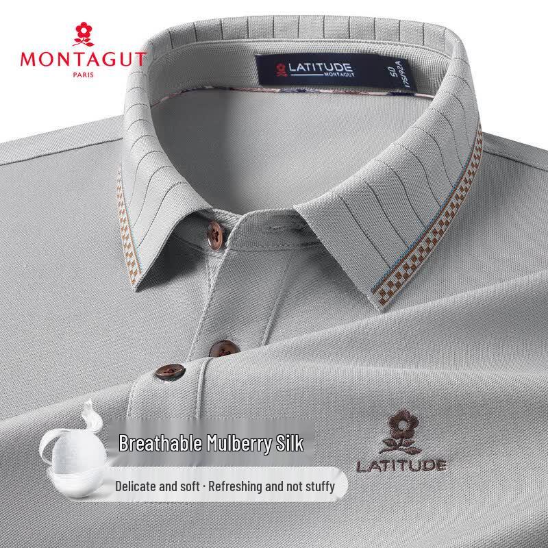 

MONTAGUT Men s Breathable Mulberry Silk Polo Shirt 52