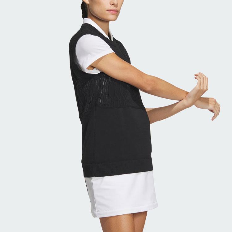 Adidas Solid Logo Golf Knit Sports Vest Women Vests Black IN6612